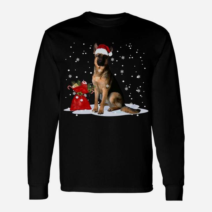 Funny German Shepherd Christmas  Santa Hat Animal Sweatshirt Unisex Long Sleeve