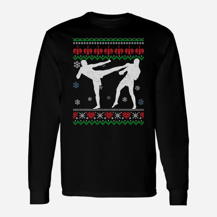 Funny Kickboxing Ugly Christmas Martial Arts Xmas Sport Sweatshirt Unisex Long Sleeve