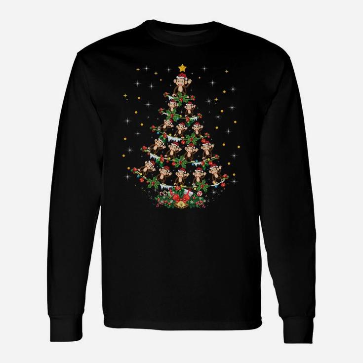 Funny Monkeys Animal Lover Xmas Gift Monkey Christmas Tree Sweatshirt Unisex Long Sleeve