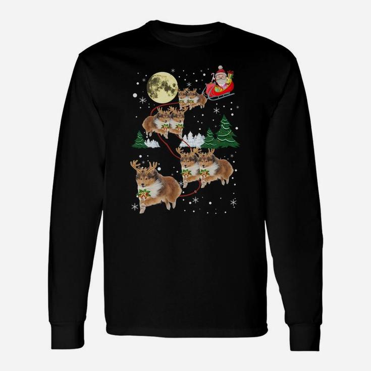 Funny Reindeer Sheltie Xmas Christmas Dog Lovers Gift Sweatshirt Unisex Long Sleeve
