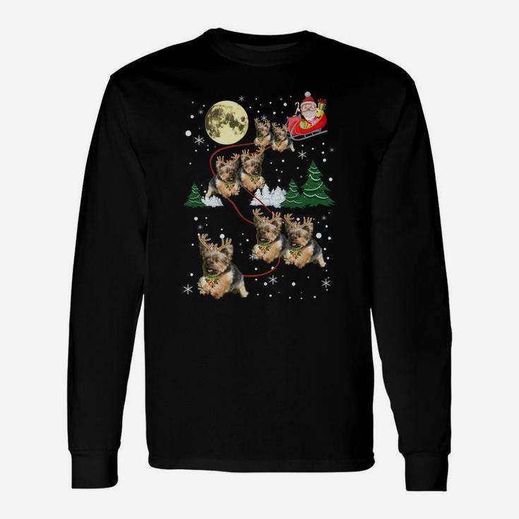 Funny Reindeer Yorkie Xmas Christmas Dog Lovers Gift Sweatshirt Unisex Long Sleeve