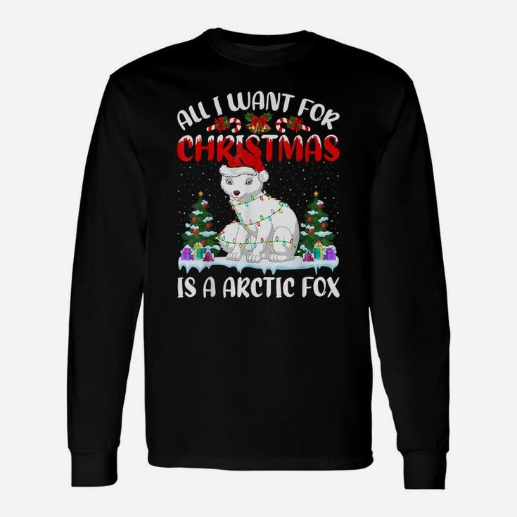 Funny Santa Hat All I Want For Christmas Is A Arctic Fox Unisex Long Sleeve