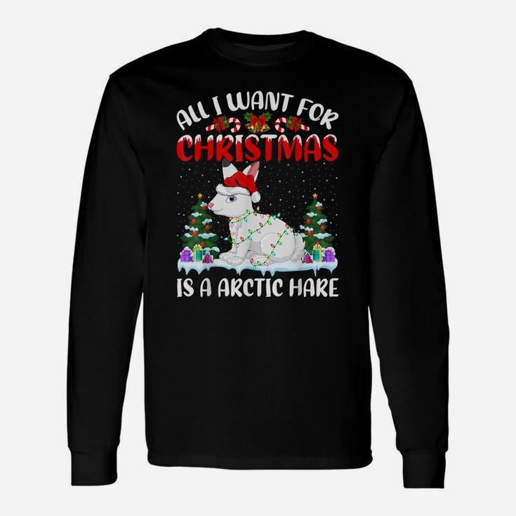 Funny Santa Hat All I Want For Christmas Is A Arctic Hare Unisex Long Sleeve
