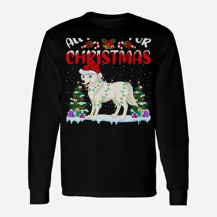 Funny Santa Hat All I Want For Christmas Is A Arctic-Wolf Unisex Long Sleeve