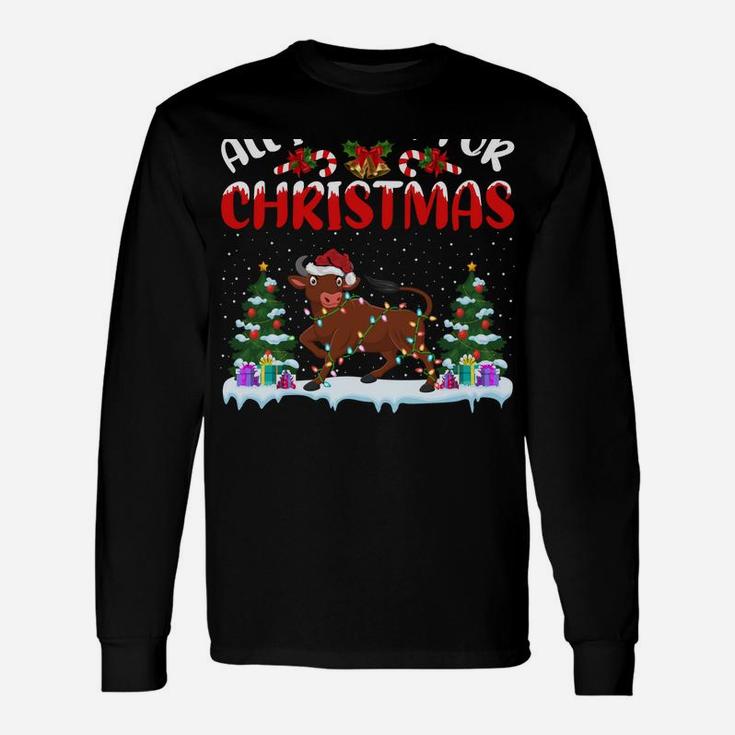 Funny Santa Hat All I Want For Christmas Is A Buffalo Unisex Long Sleeve