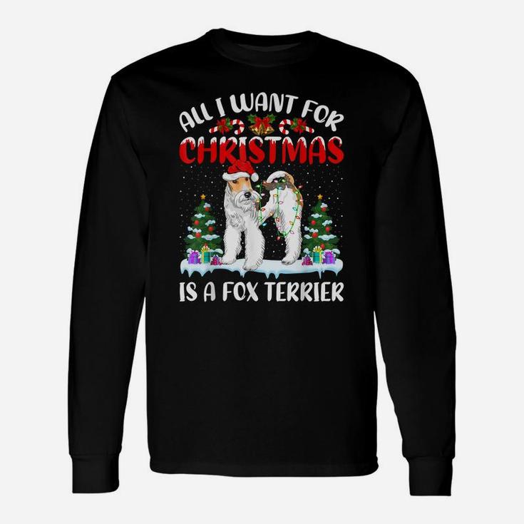 Funny Santa Hat All I Want For Christmas Is A Fox Terrier Unisex Long Sleeve