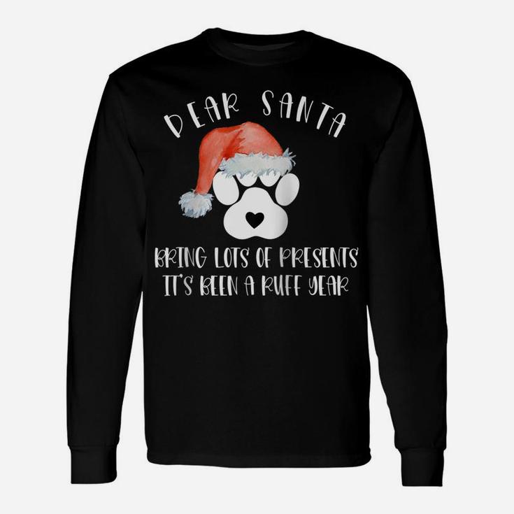 Funny Santa Hat Dog Cat Paw Print Tshirt Christmas Clothes Raglan Baseball Tee Unisex Long Sleeve