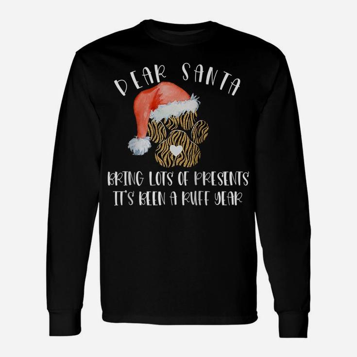 Funny Santa Hat Dog Cat Paw Print Tshirt Christmas Clothes Raglan Baseball Tee Unisex Long Sleeve