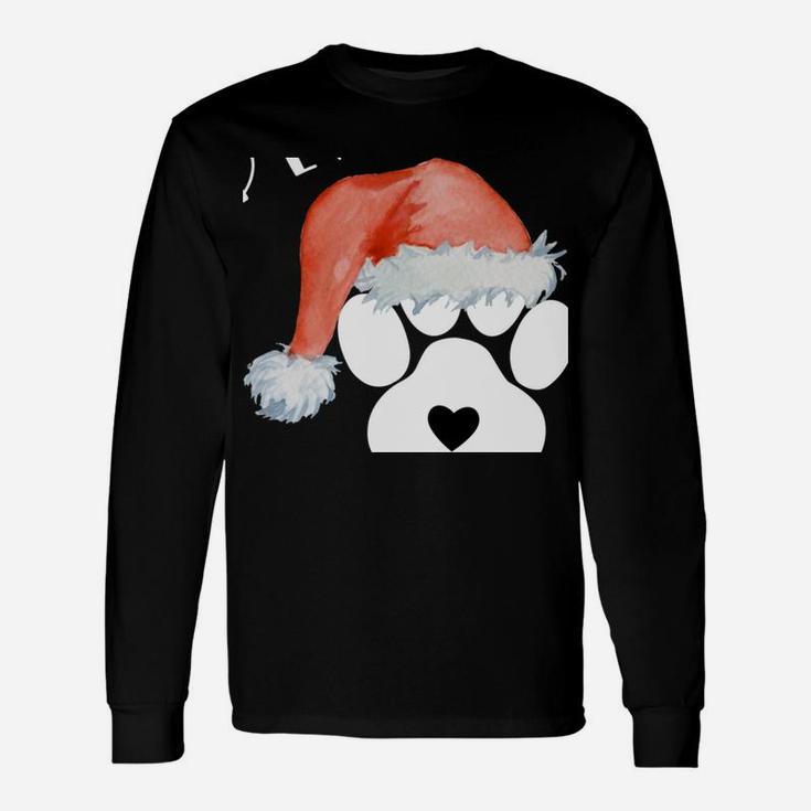 Funny Santa Hat Dog Cat Paw Print Tshirt Christmas Clothes Sweatshirt Unisex Long Sleeve