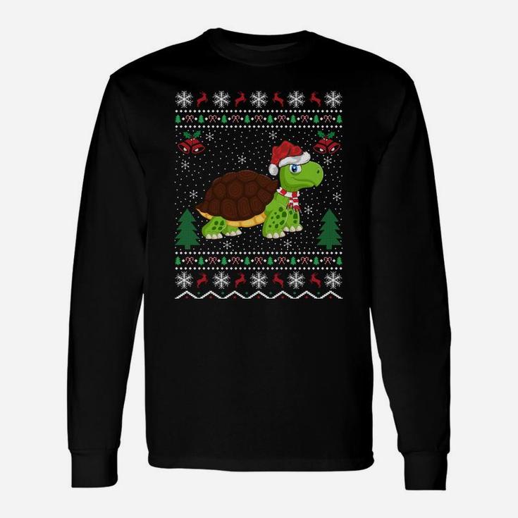 Funny Santa Hat Sea Turtle Xmas Gift Ugly Turtle Christmas Unisex Long Sleeve