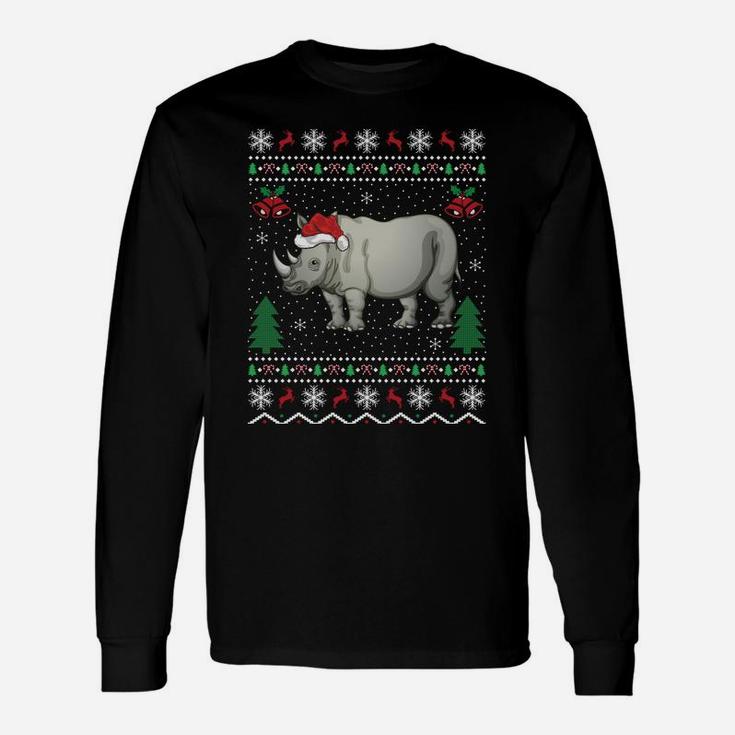 Funny Santa Rhinoceros Xmas Gift Ugly Rhino Christmas Unisex Long Sleeve