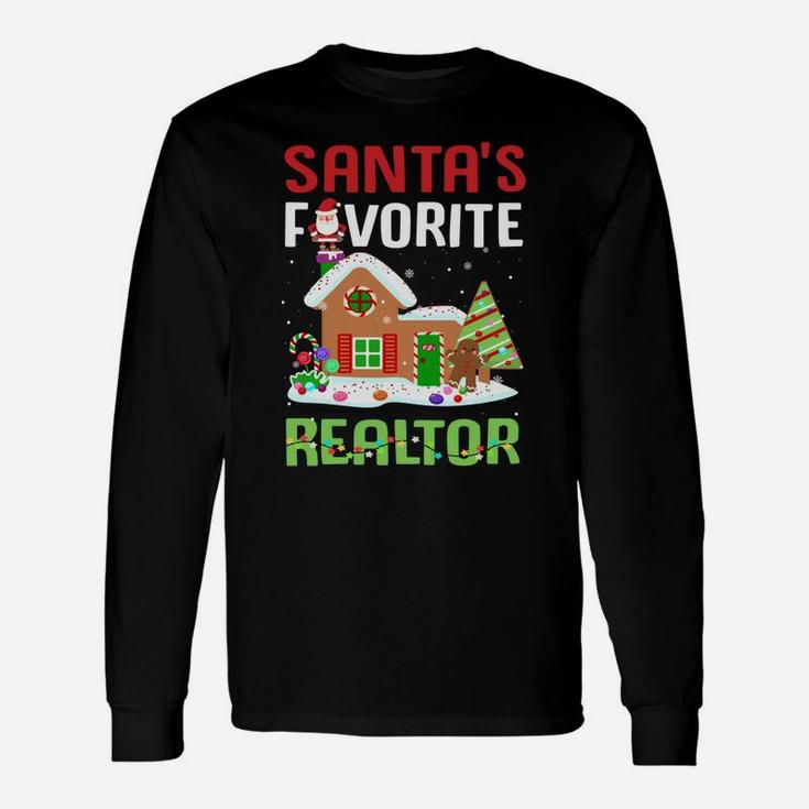 Funny Santa's Favorite Realtor Estate Agent Christmas Gift Sweatshirt Unisex Long Sleeve