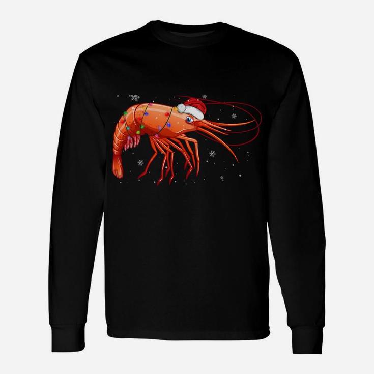 Funny Shrimp Christmas Santa Hat Cheers Xmas Holiday Season Sweatshirt Unisex Long Sleeve