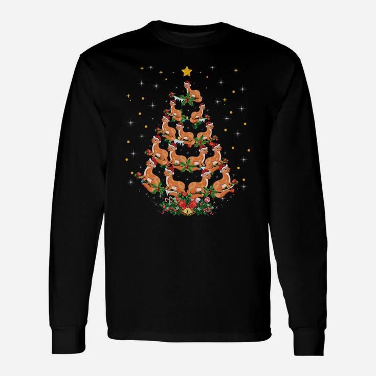 Funny Stoat Animal Lover Xmas Gift Stoat Christmas Tree Sweatshirt Unisex Long Sleeve
