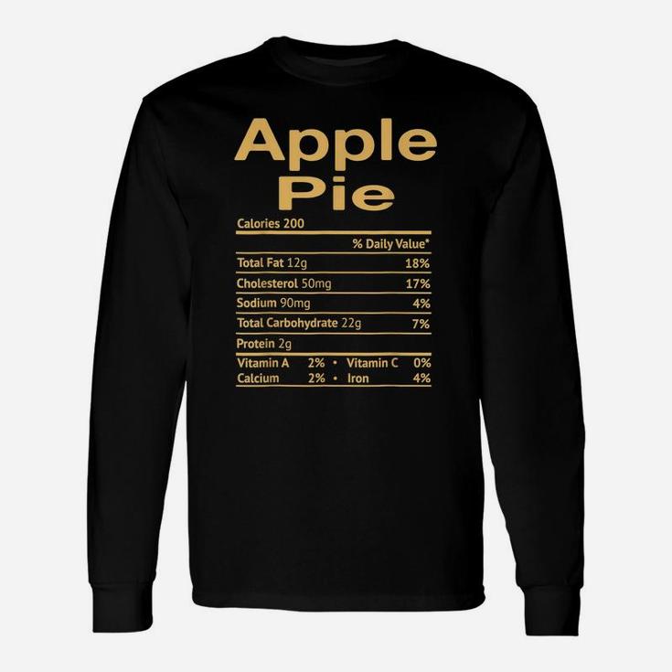 Funny Thanksgiving Christmas Food Apple Pie Nutrition Facts Unisex Long Sleeve
