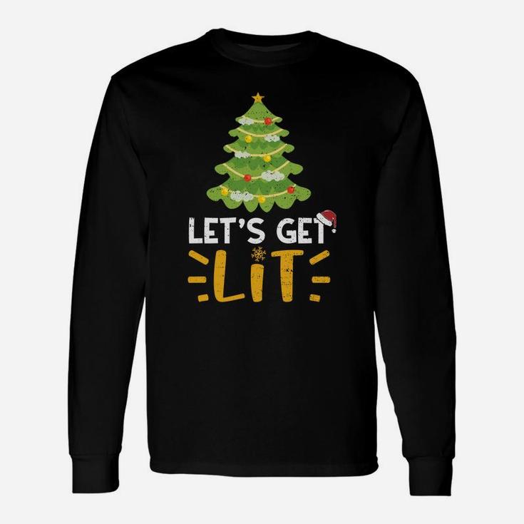 Funny Xmas Drunk Let's Get Lit - Christmas Drinking Sweatshirt Unisex Long Sleeve