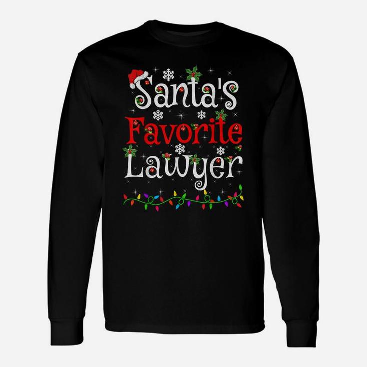 Funny Xmas Lighting Santa's Favorite Lawyer Christmas Unisex Long Sleeve