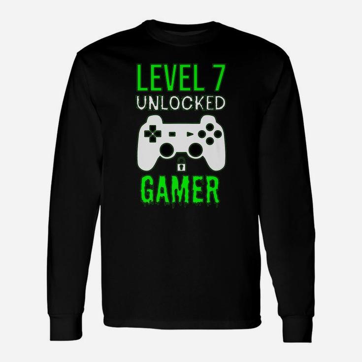 Gamer 7Th Birthday Funny Gift - Level 7 Unlocked Gamer Unisex Long Sleeve