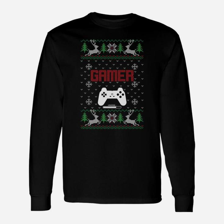 Gamer Christmas Sweatshirt Xmas Gaming Gifts Retro Unisex Long Sleeve