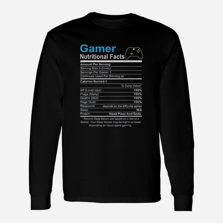 Gamer Nutrition Facts Video Game Unisex Long Sleeve