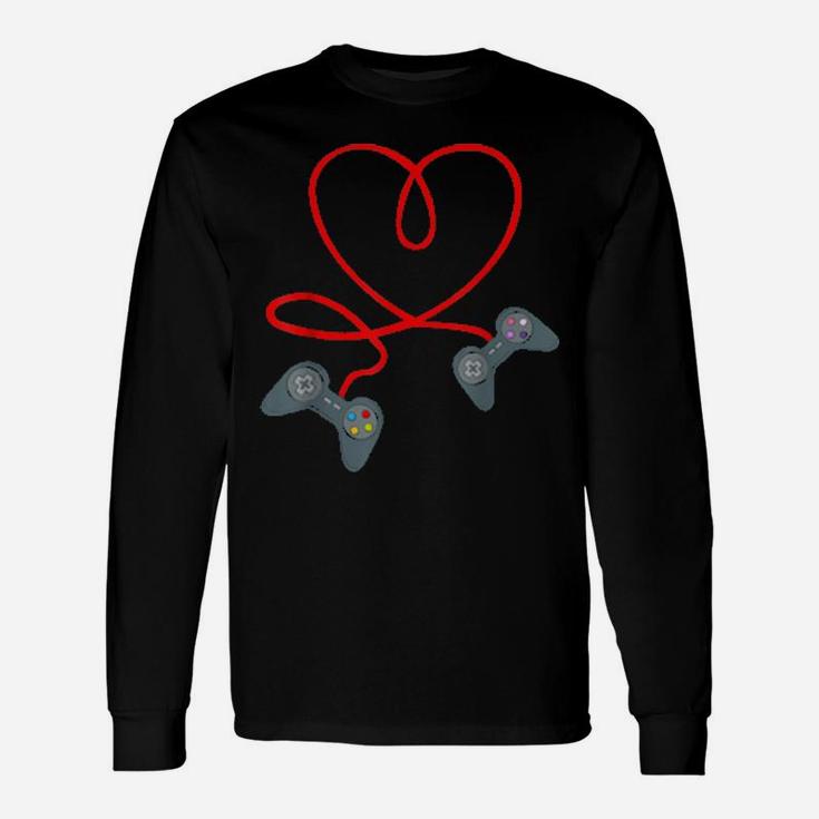 Gamer Valentines Day Heart Video Controller Long Sleeve T-Shirt