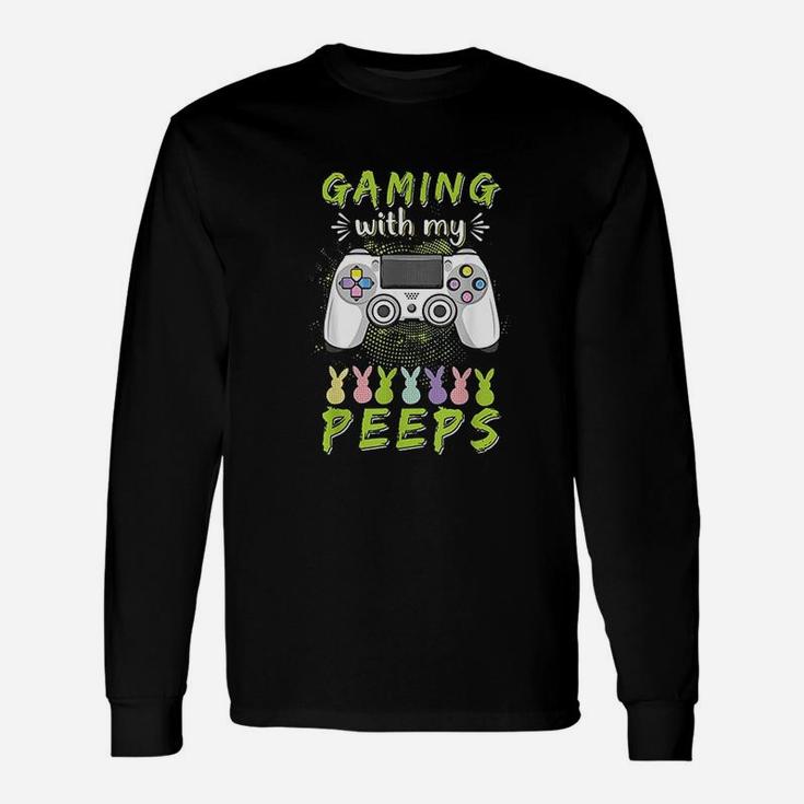 Gaming With My Easter Peeps Funny Gaming Bunny Unisex Long Sleeve