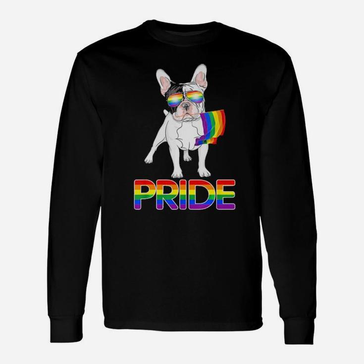 Gay Pride Lgbt Rainbow Flag Shirt French Bulldog Long Sleeve T-Shirt