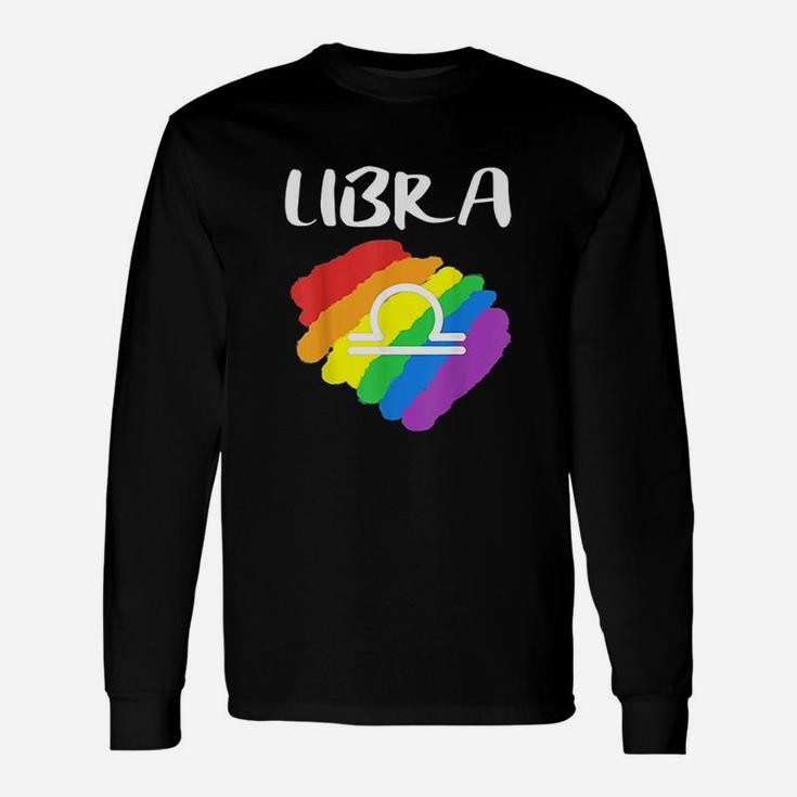 Gay Pride Libra Birthday Lgbt October Rainbow Flag Gift Unisex Long Sleeve