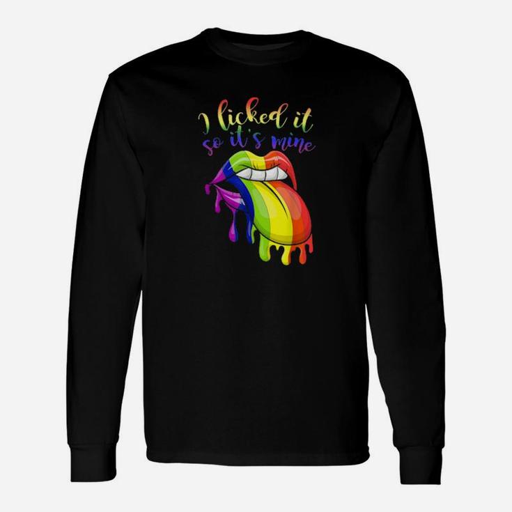 Gay Pride Regenbogen Zunge Lesben Geschenk Lustiges Lgbt Long Sleeve T-Shirt