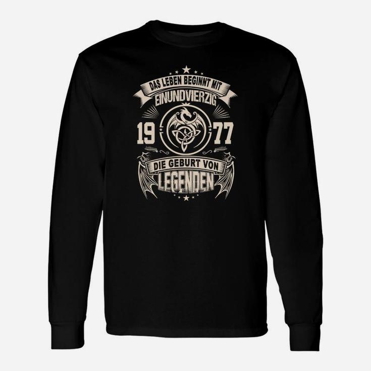 Geburt von Legenden 1977 Jahrgang Langarmshirts, Retro Geburtstags-Langarmshirts