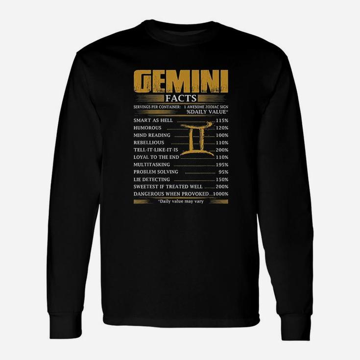 Gemini Facts Servings Per Container Zodiac Long Sleeve T-Shirt