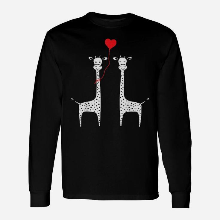 Giraffe Make Me Happy Twos Giraffe Valentines Day Long Sleeve T-Shirt