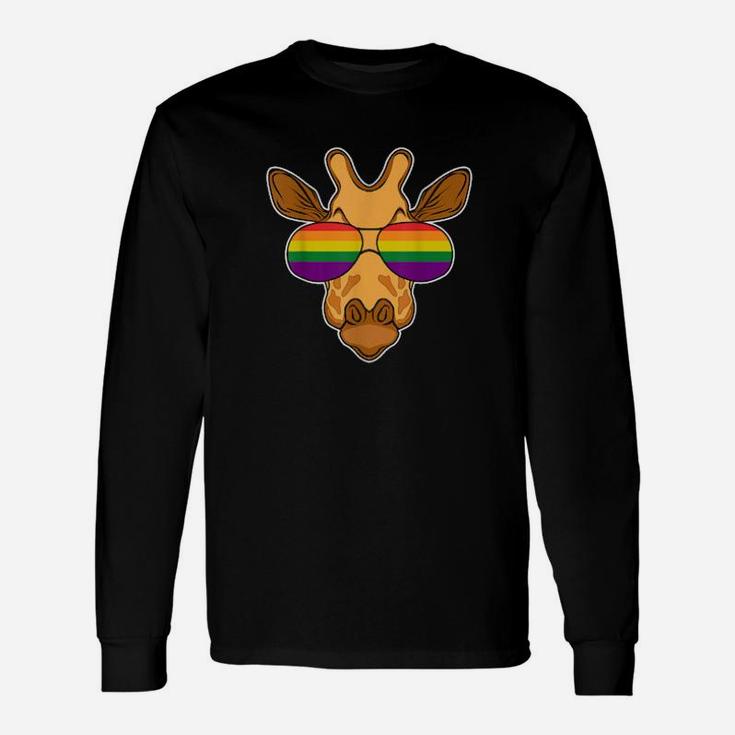Giraffe Rainbow Color Lgbtq Lesbian Gay Long Sleeve T-Shirt