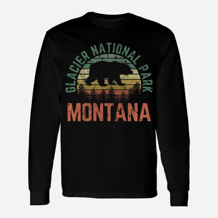 Glacier National Park Montana Bear Nature Outdoors Vintage Unisex Long Sleeve