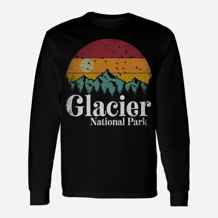 Glacier National Park Retro Style Hiking Vintage Camping Sweatshirt Unisex Long Sleeve