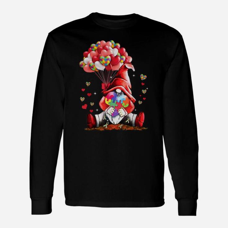 Gnome Puzzles Balloon Heart Autism Awareness Valentine Gifts Unisex Long Sleeve