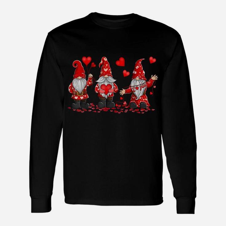 Gnome Valentines Day Three Gromies Love Hearts Mens Womens Unisex Long Sleeve