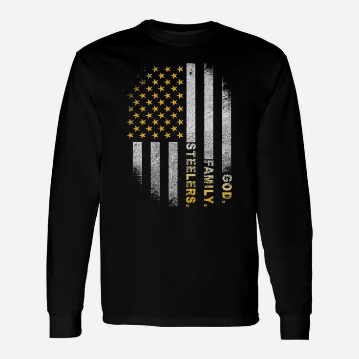 God Family Steelers-Pro Us Flag Shirt Father's Day Dad Gift Unisex Long Sleeve