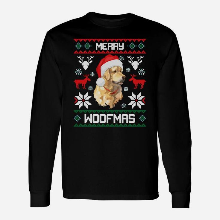 Golden Retriever Dog Merry Woofmas Christmas Sweatshirt Unisex Long Sleeve