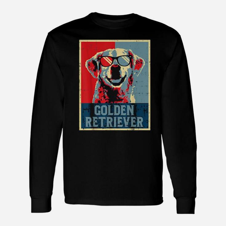 Golden Retriever Obama Poster Vintage Dog Owner Long Sleeve T-Shirt