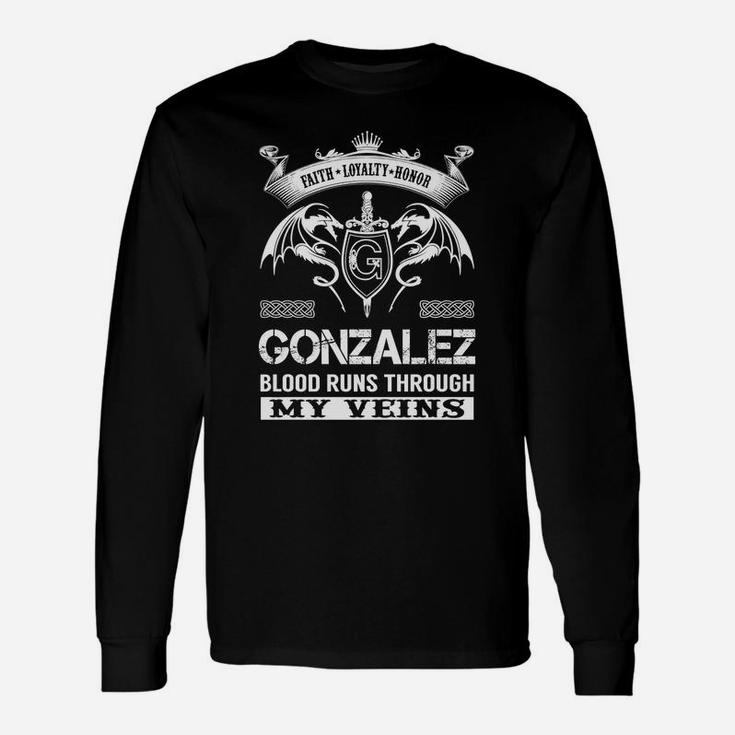 Gonzalez Last Name, Surname Tshirt Long Sleeve T-Shirt