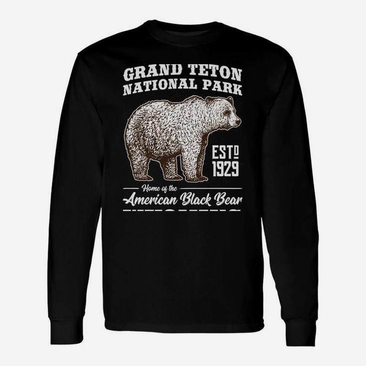 Grand Teton National Park Vintage Retro Bear Wyoming Gift Unisex Long Sleeve