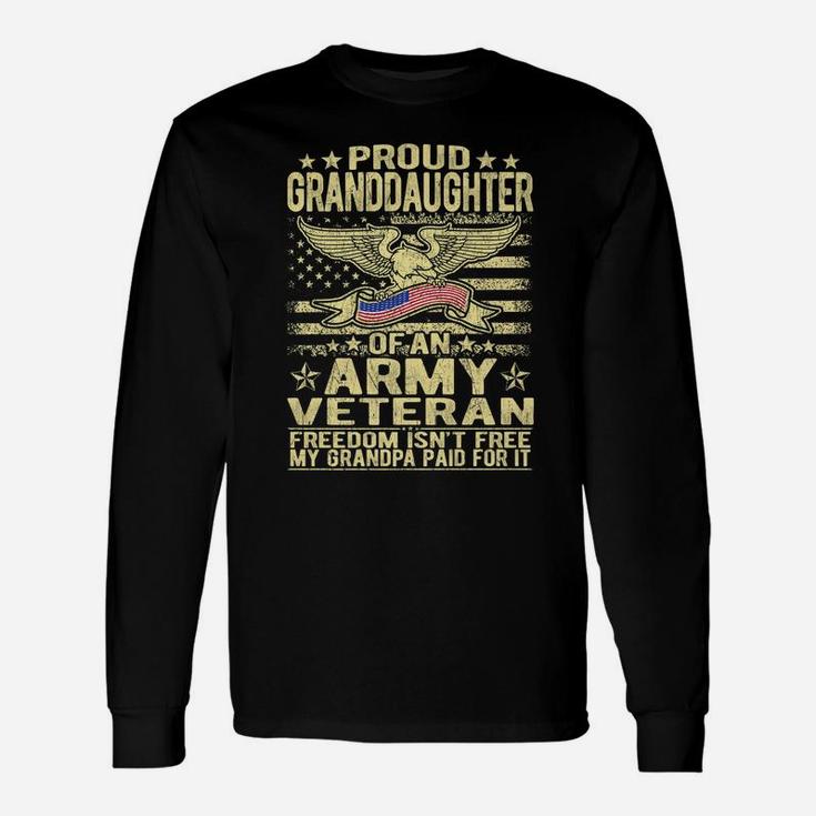 Granddaughter Of An Army Veteran Us Flag Military Family Unisex Long Sleeve