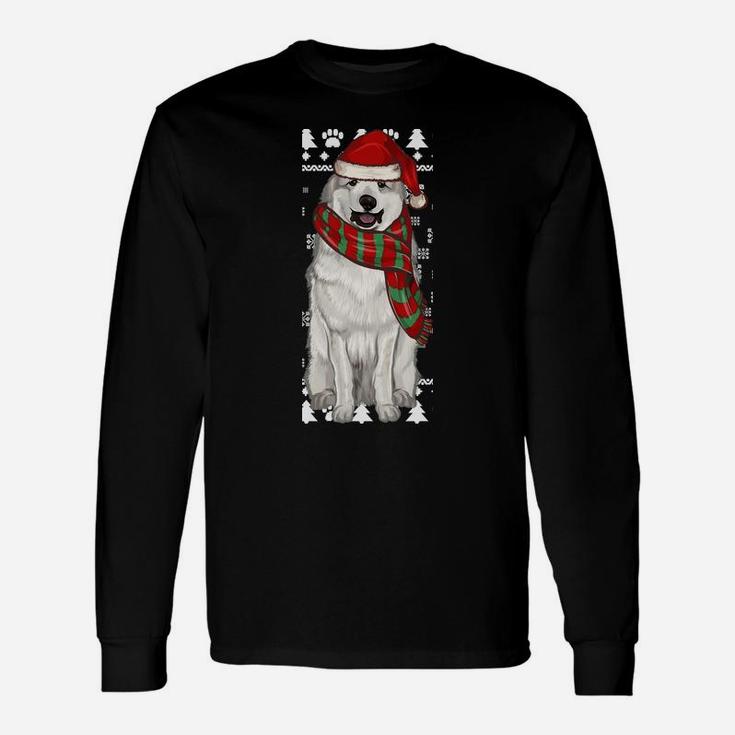 Great Pyrenee Dog Santa Hat Xmas Ugly Christmas Sweatshirt Unisex Long Sleeve