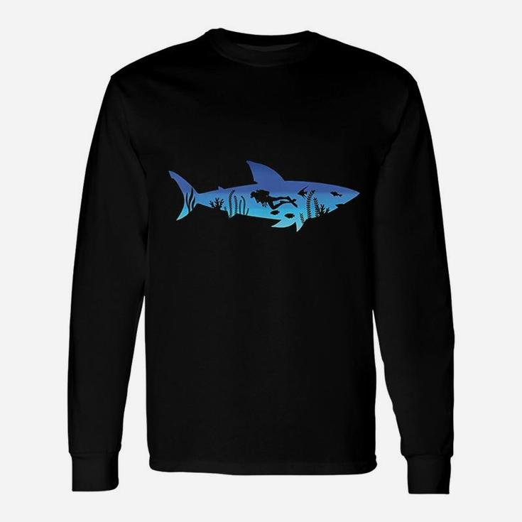 Great White Shark Diving Outfit Gift For Diver Women Men Unisex Long Sleeve