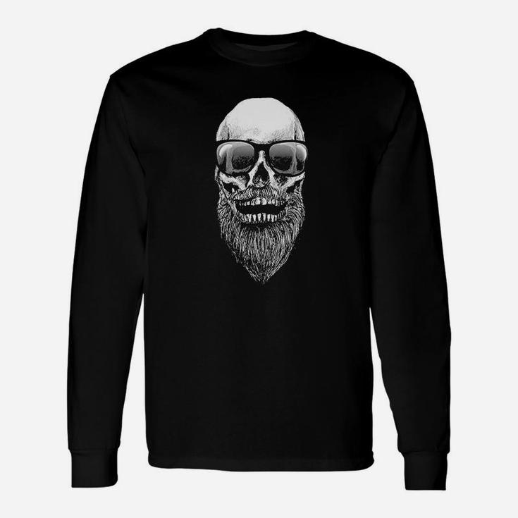 Gs-eagle Men's Skull With Beard And Sunglasses Hipster Graphic Long Sleeve T-Shirt