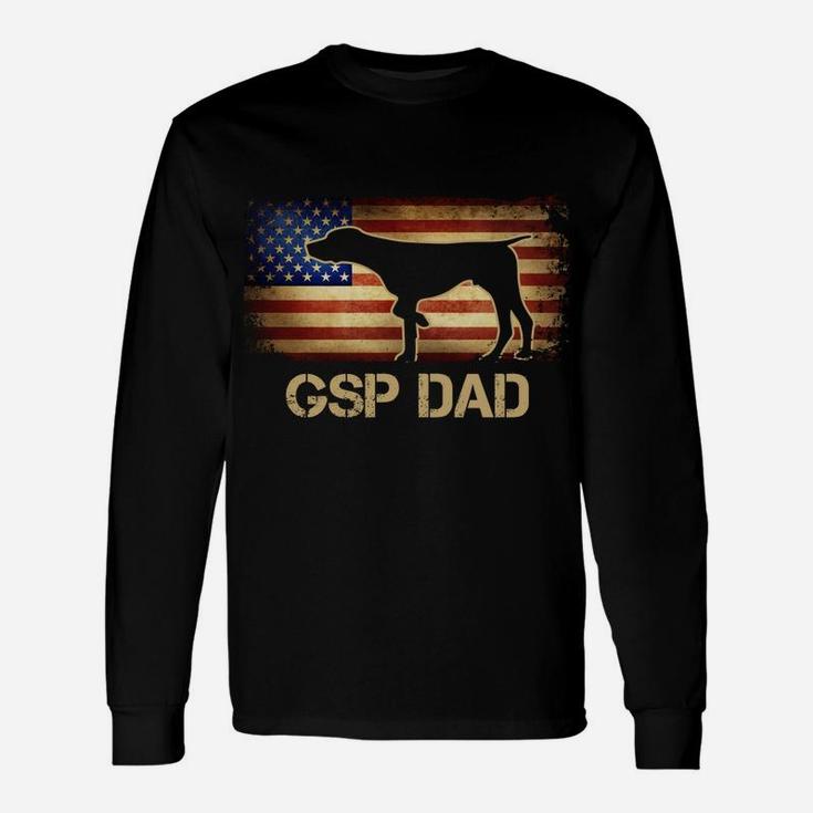 Gsp Dad Vintage American Flag Patriotic Dog Lover Sweatshirt Unisex Long Sleeve