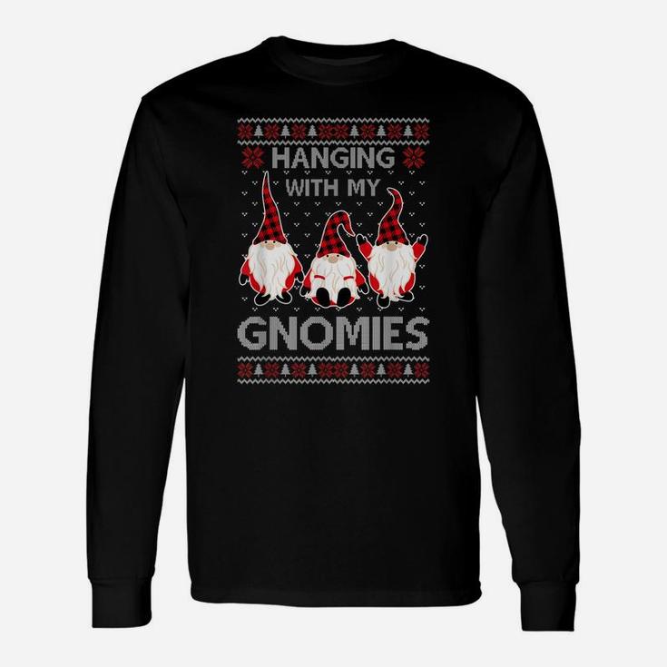 Hanging With My Gnomies Red Plaid Ugly Christmas Gnome Gifts Unisex Long Sleeve