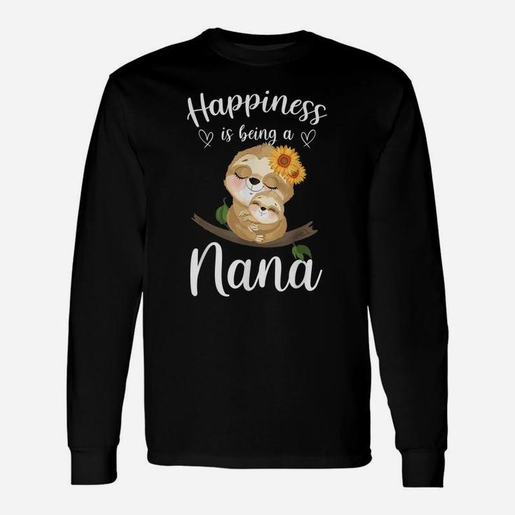 Happiness Is Being A Nana Cute Sloth Flower Unisex Long Sleeve