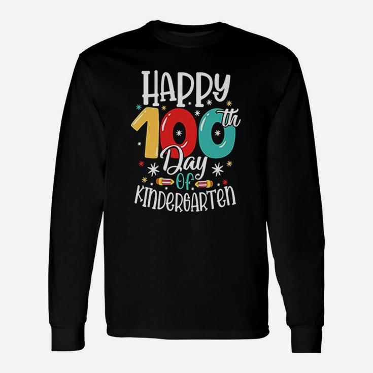 Happy 100th Day Of Kindergarten Colorful For Long Sleeve T-Shirt